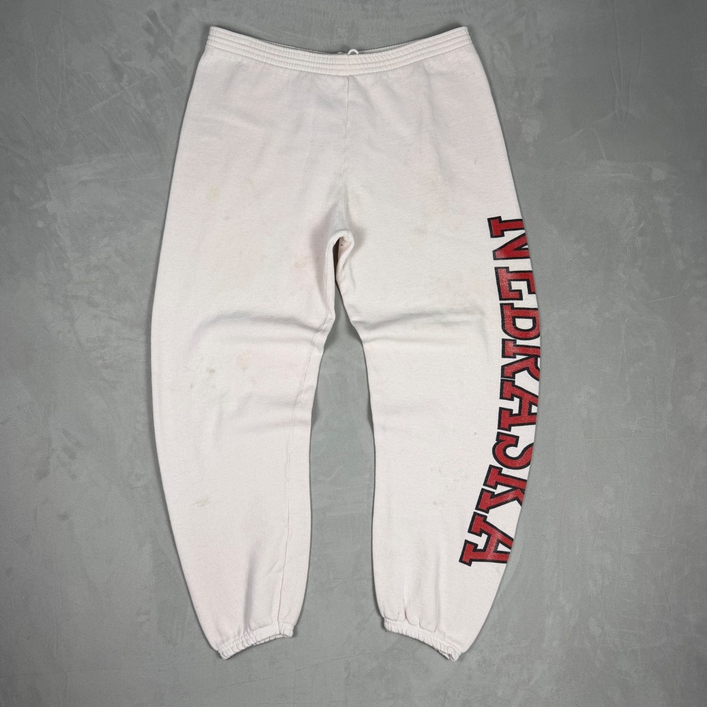 90s Mens Vintage Nebraska Huskers Spellout Sweatpants Streetwear Large